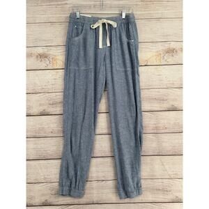 Calvin Klein Chambray Linen Blend Jogger Lounge Pants Womens Small Blue NEW